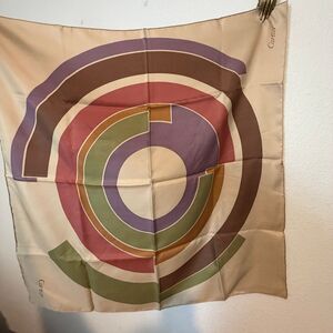 Cartier Vintage Silk Geometric Logo Print Square Scarf Women's